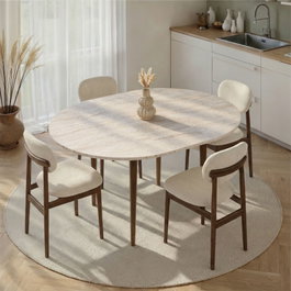 Nordure Mesa de Comedor Extensible Travertino y Nogal